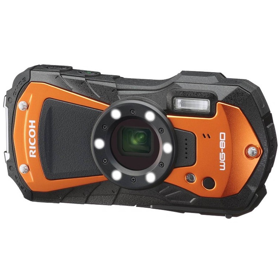 Ricoh Ricoh Wg-80 Digital Camera - Orange With Floating Strap And Neoprene Case | Compact Cameras